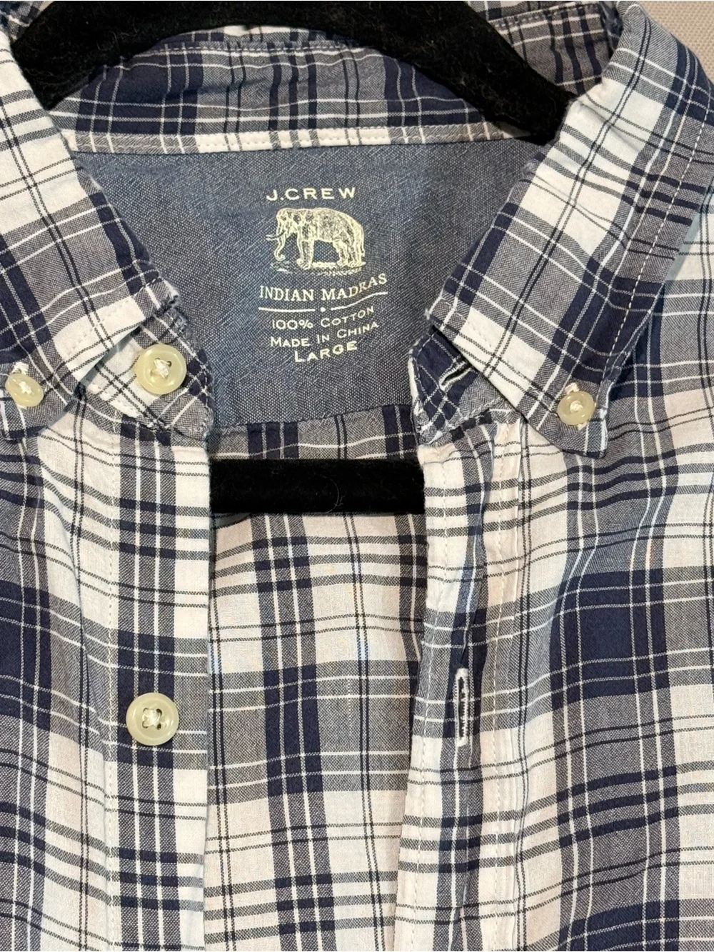 J. Crew Indian Madras Slim Button Down Shirt Mens Large Long Sleeve Lightweight